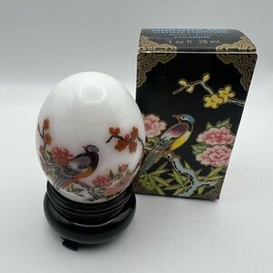 Vintage Avon Oriental Garden Egg Cologne Bottle | Floral Bird Design